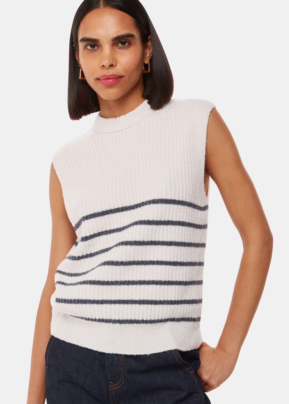 Whistles Stripe Textured Knitwear White / Multicolor | US-25189TDCB