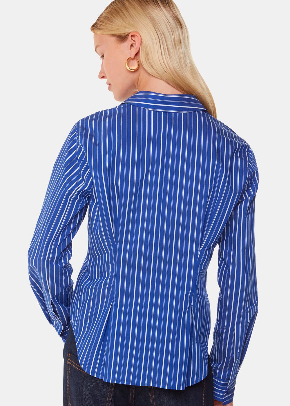 Whistles Stripe Waisted Cotton Shirts Blue / Multicolor | US-12079GJZN