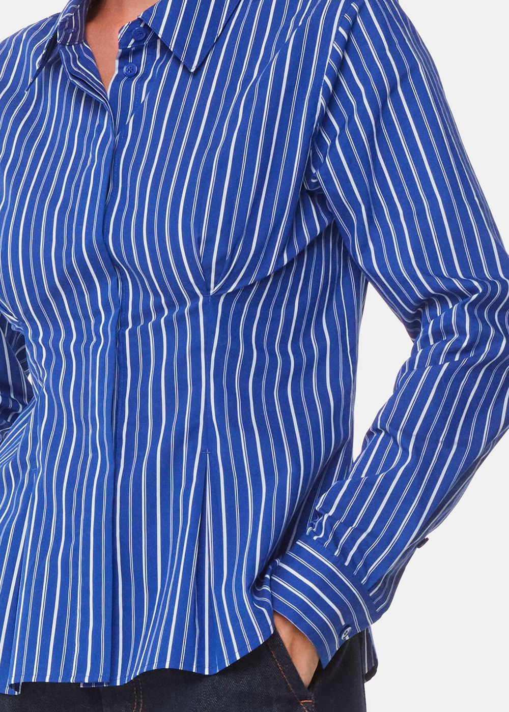 Whistles Stripe Waisted Cotton Shirts Blue / Multicolor | US-12079GJZN