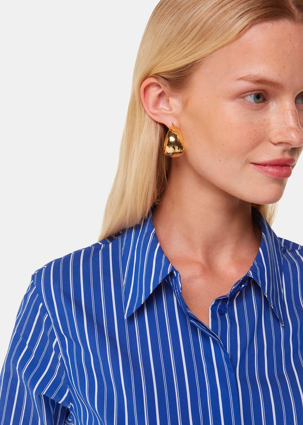 Whistles Stripe Waisted Cotton Shirts Blue / Multicolor | US-12079GJZN