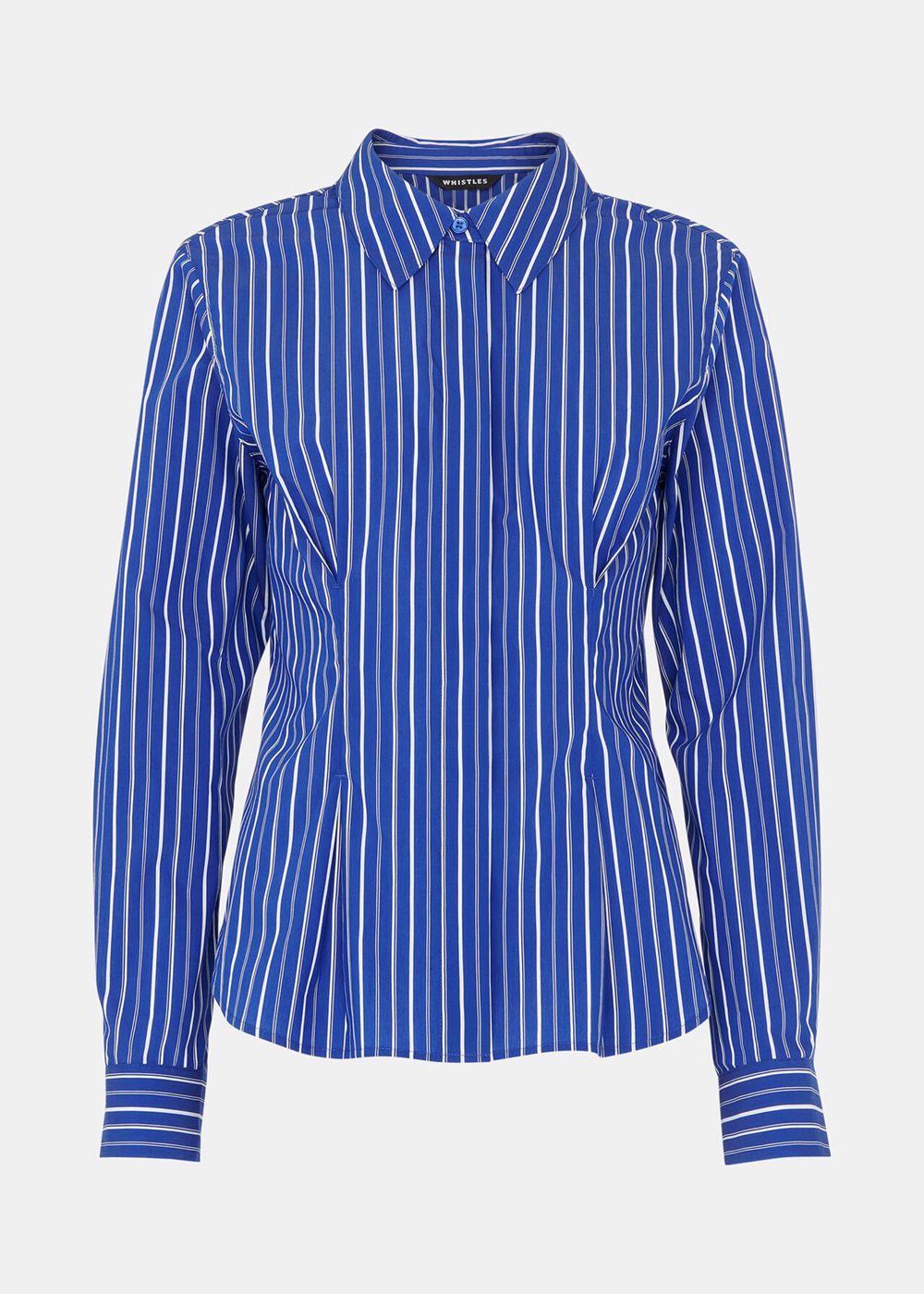 Whistles Stripe Waisted Cotton Shirts Blue / Multicolor | US-12079GJZN