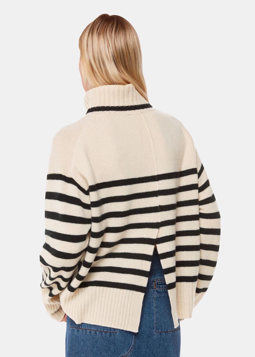 Whistles Stripe Wool Roll Neck Knitwear White / Multicolor | US-43652TLOB