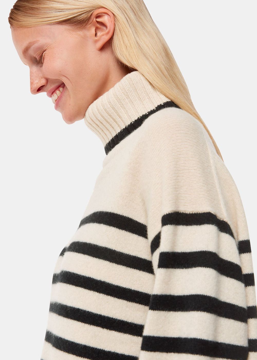 Whistles Stripe Wool Roll Neck Knitwear White / Multicolor | US-43652TLOB