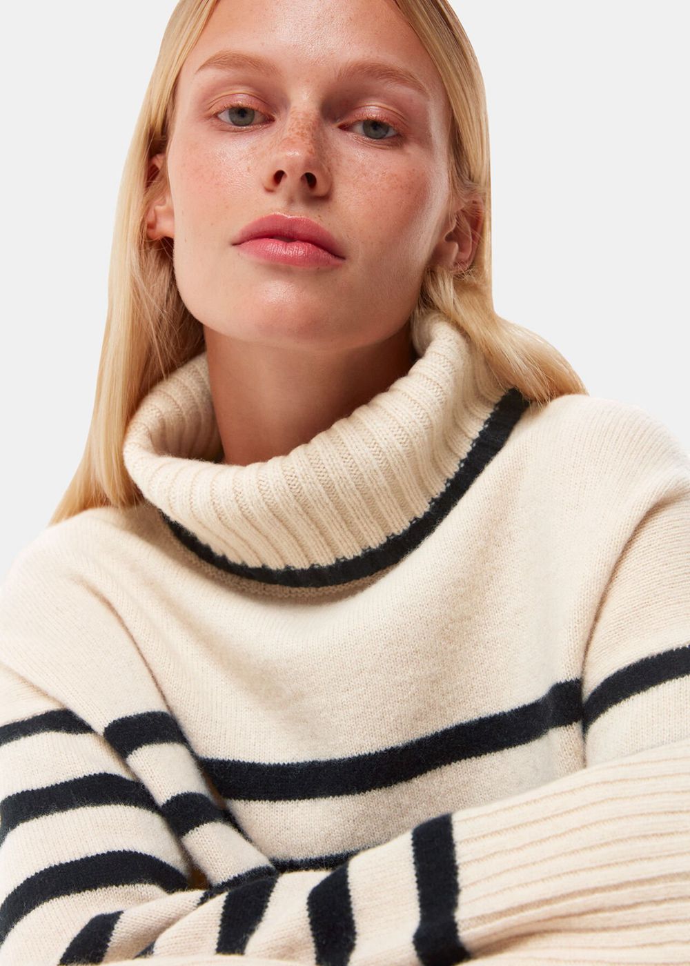 Whistles Stripe Wool Roll Neck Knitwear White / Multicolor | US-43652TLOB