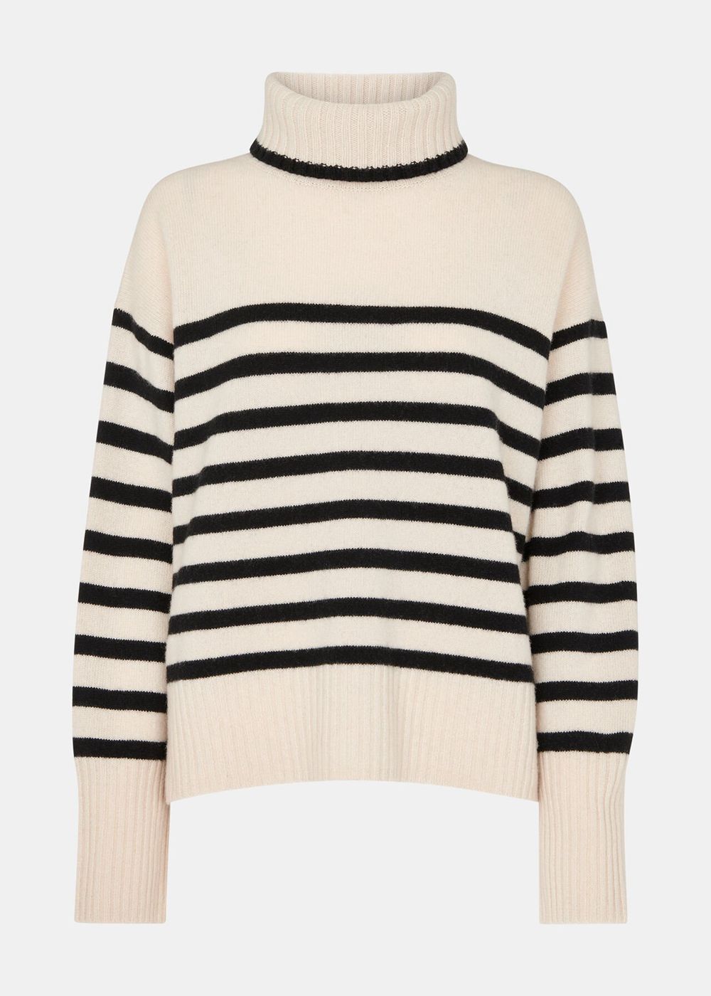 Whistles Stripe Wool Roll Neck Knitwear White / Multicolor | US-43652TLOB