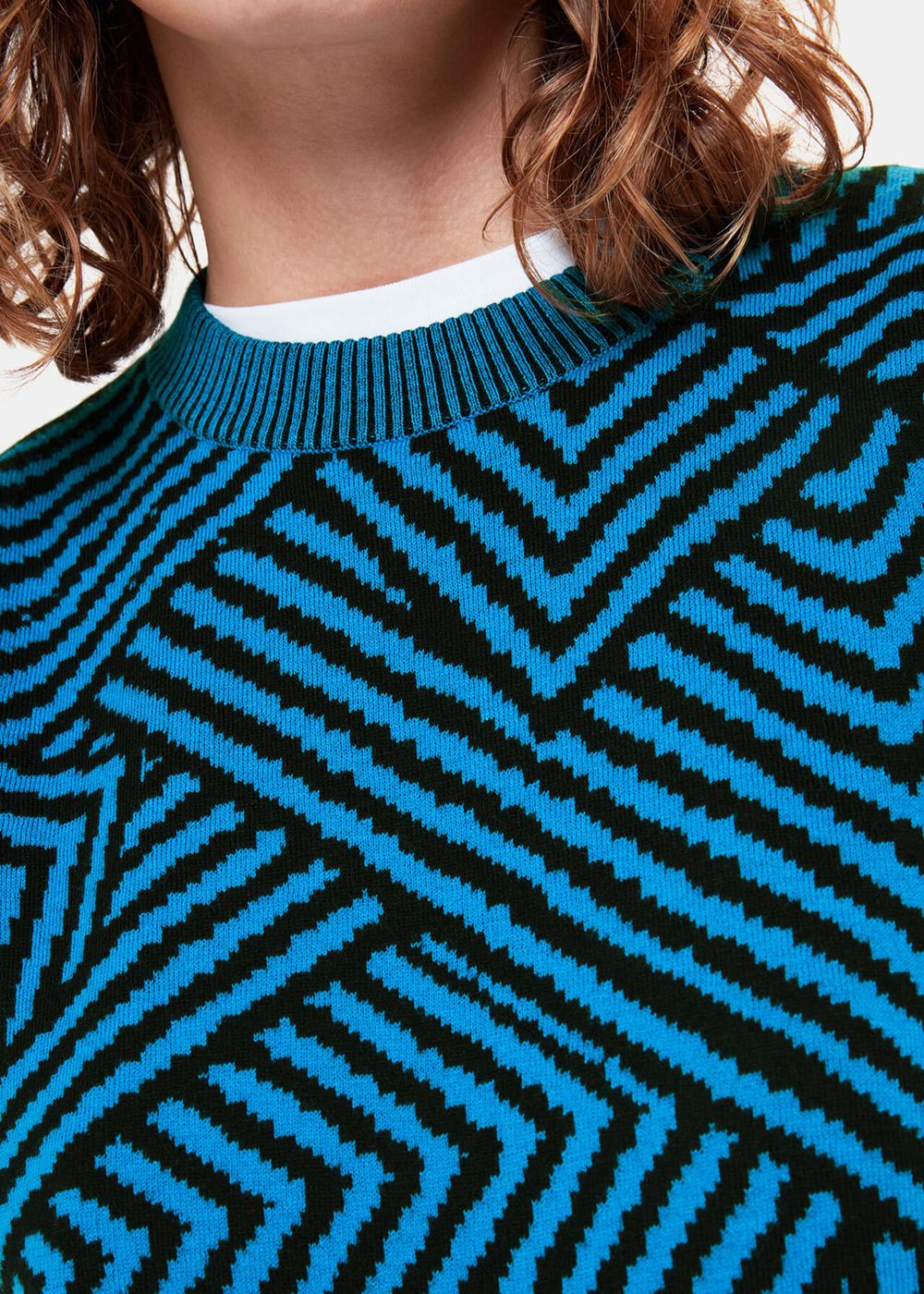 Whistles Striped Corners Jacquard Knitwear Blue / Multicolor | US-07896WFIR