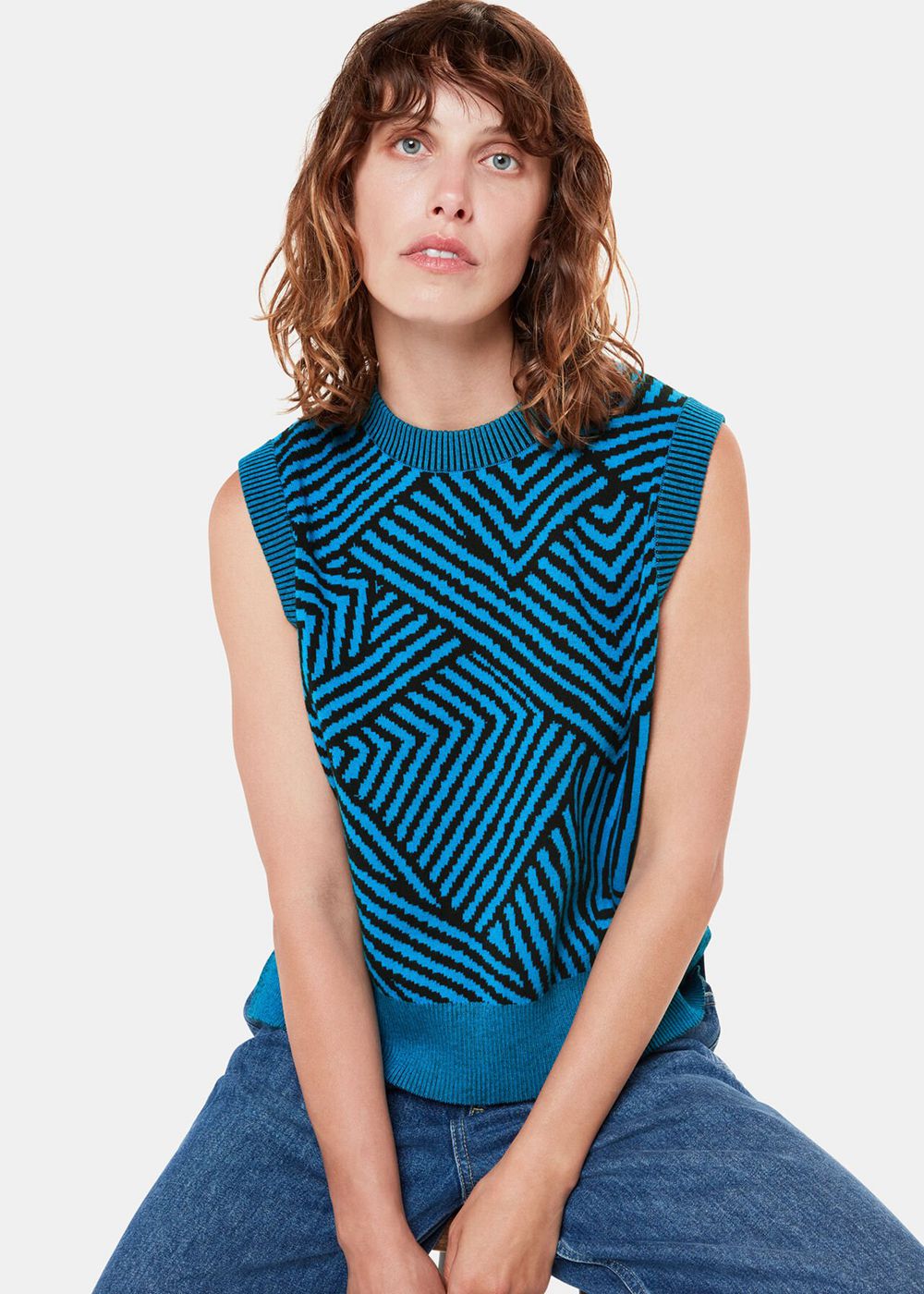 Whistles Striped Corners Jacquard Knitwear Blue / Multicolor | US-07896WFIR