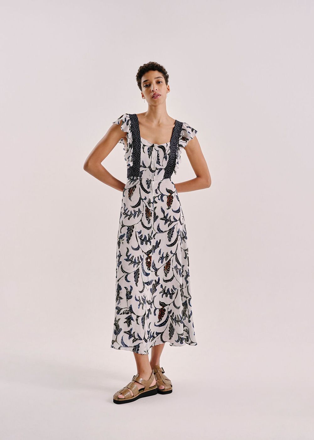 Whistles Subrina Printed Silk Dress White / Multicolor | US-85671MNZQ