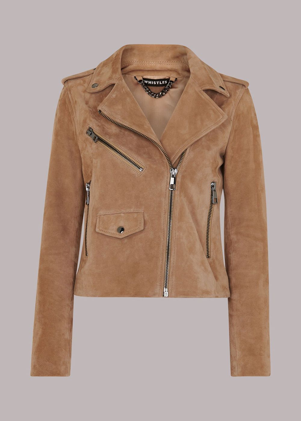 Whistles Suede Agnes Leather Jacket Brown | US-09258MIHT