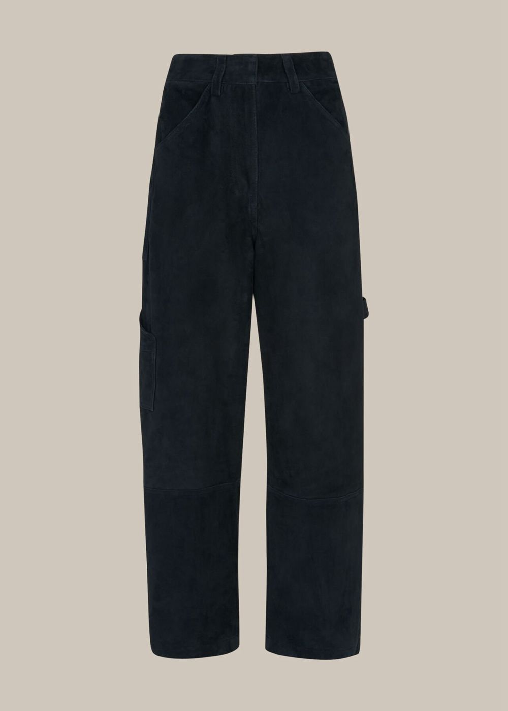 Whistles Suede Leather Cargo Pants Navy | US-65930GXET