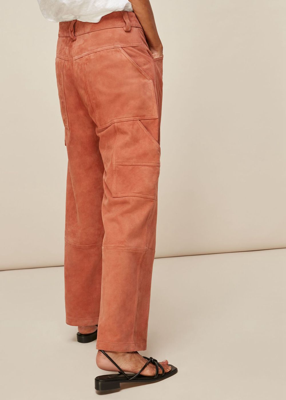 Whistles Suede Leather Cargo Pants Neutral | US-09124MZFO