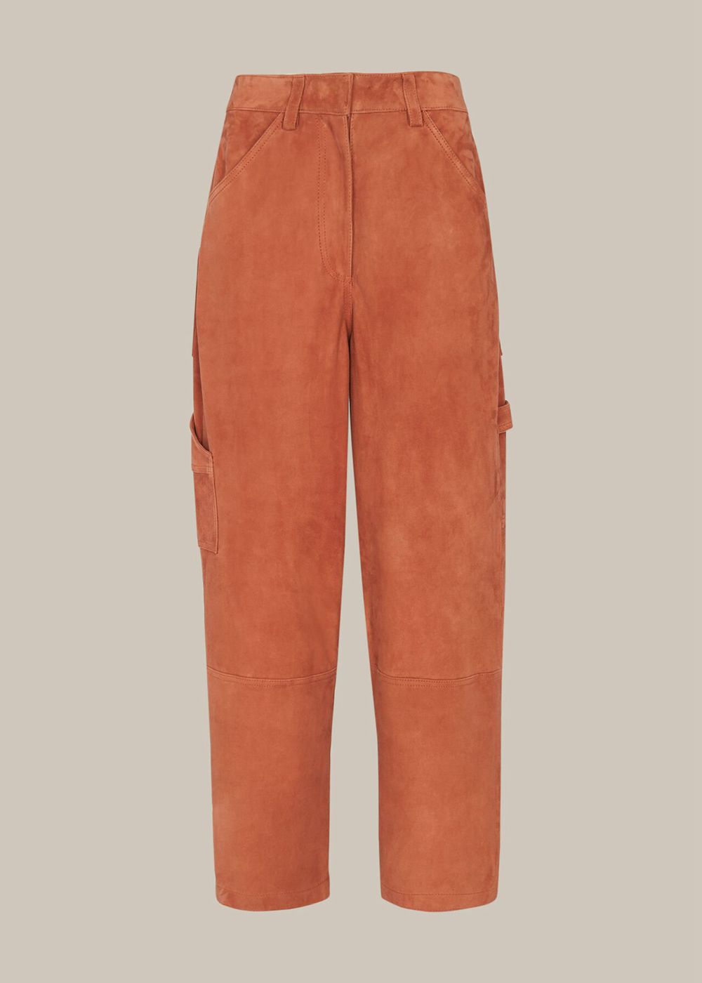 Whistles Suede Leather Cargo Pants Neutral | US-09124MZFO