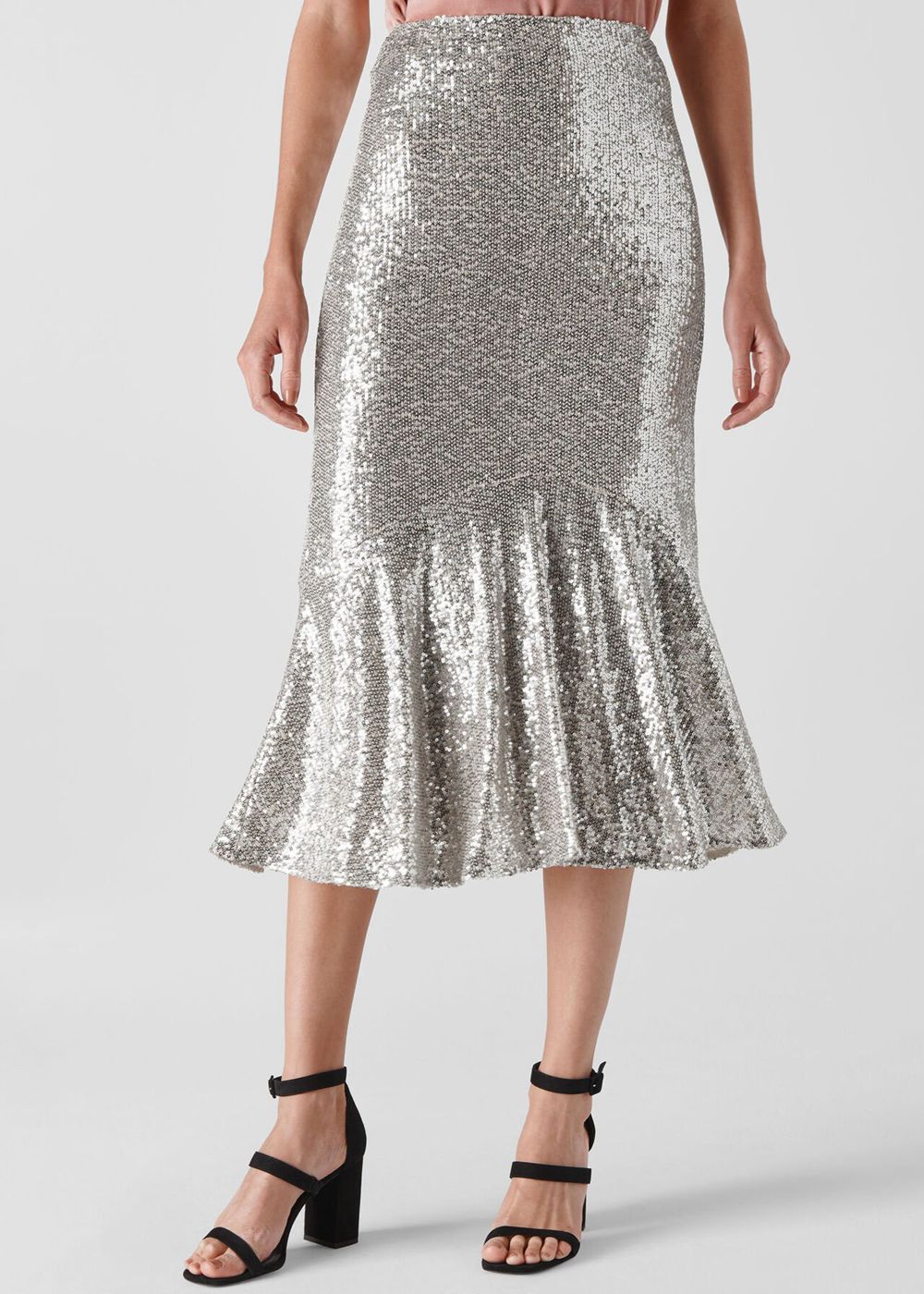 Whistles Suki Sequin Skirts Silver | US-75063CYAW