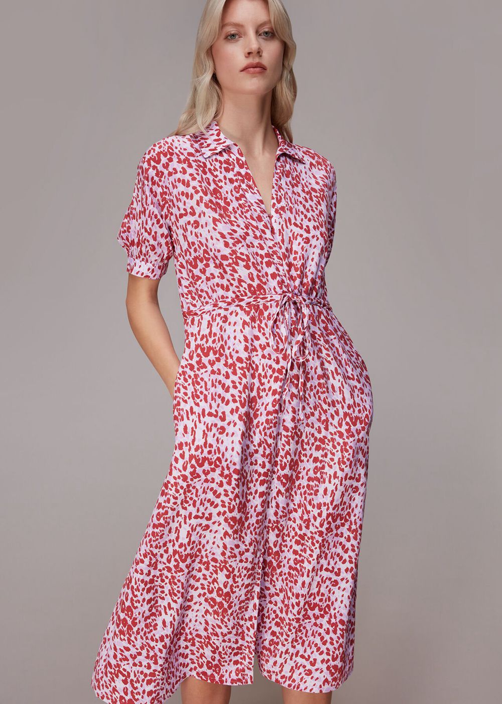 Whistles Summer Cheetah Midi Dress Pink / Multicolor | US-45968PKIH