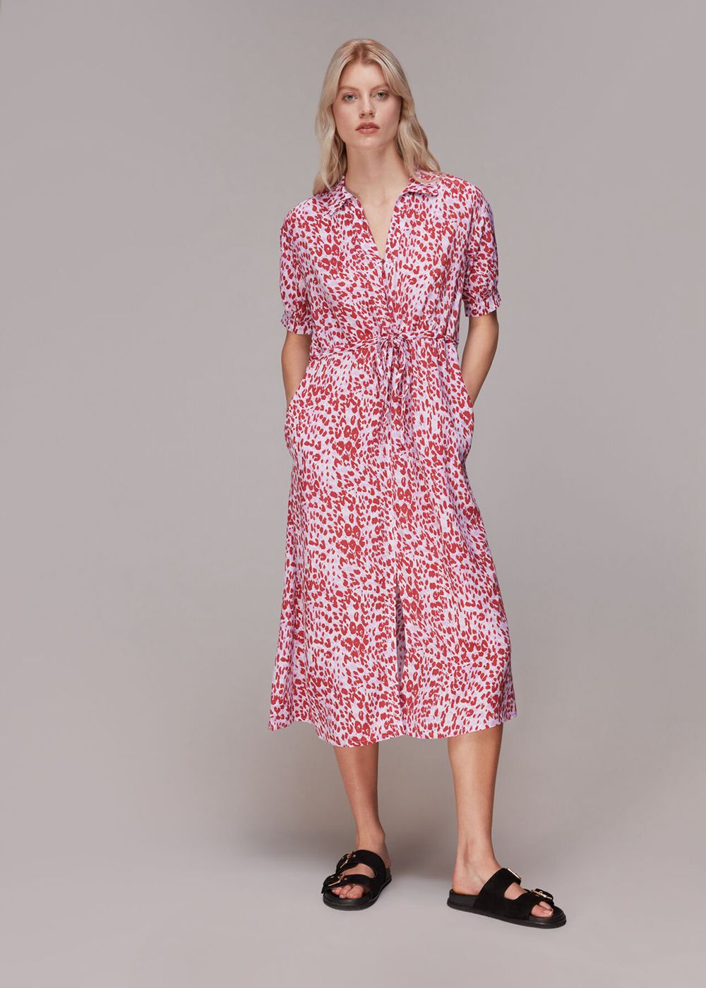 Whistles Summer Cheetah Midi Dress Pink / Multicolor | US-45968PKIH