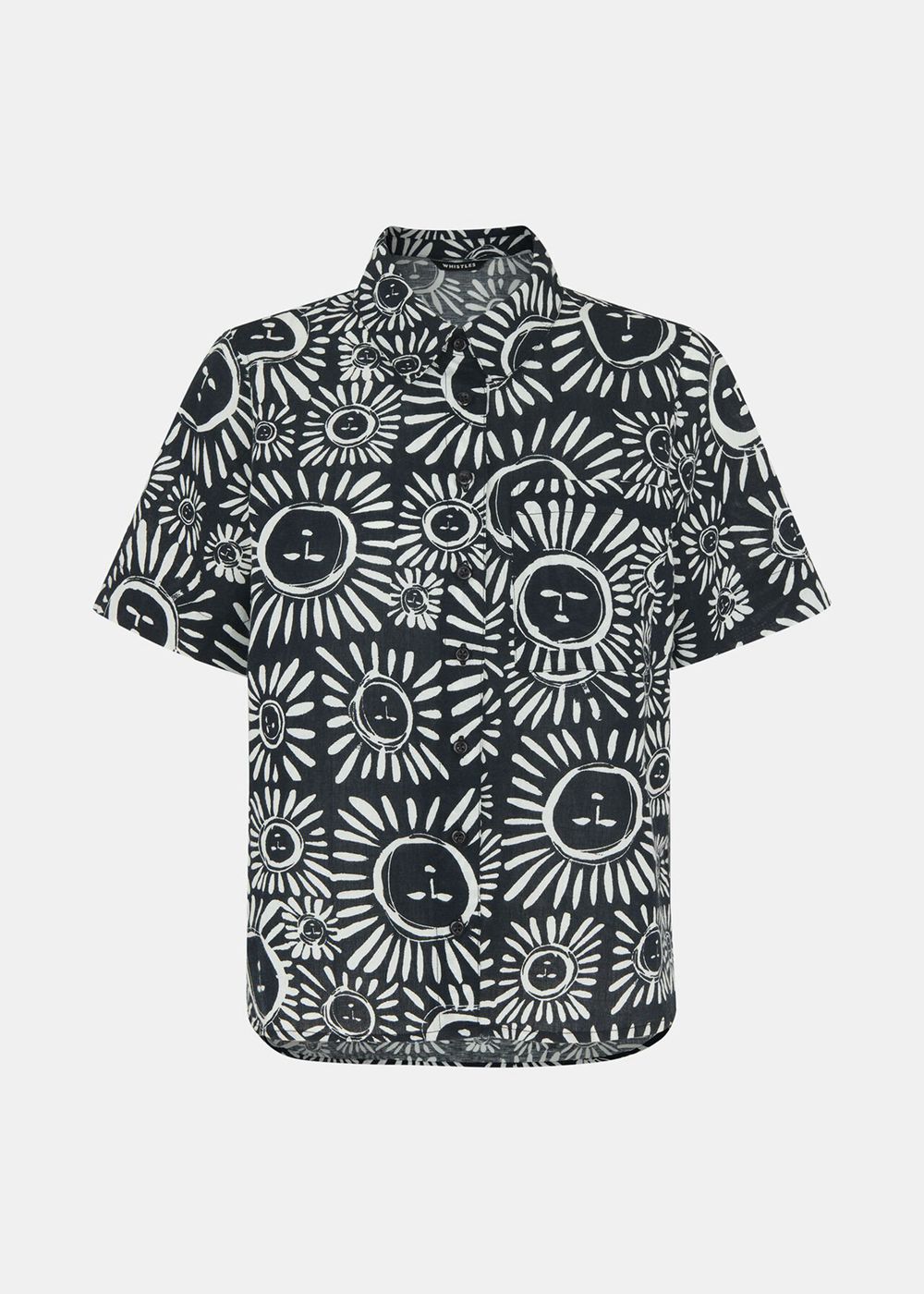 Whistles Sunman Print Bowling Shirts Black / White | US-39725XDIS