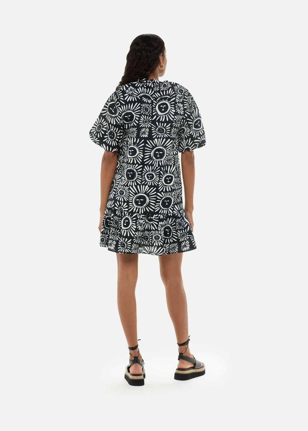 Whistles Sunman Print Frill Dress Black / Multicolor | US-23768ZWDM