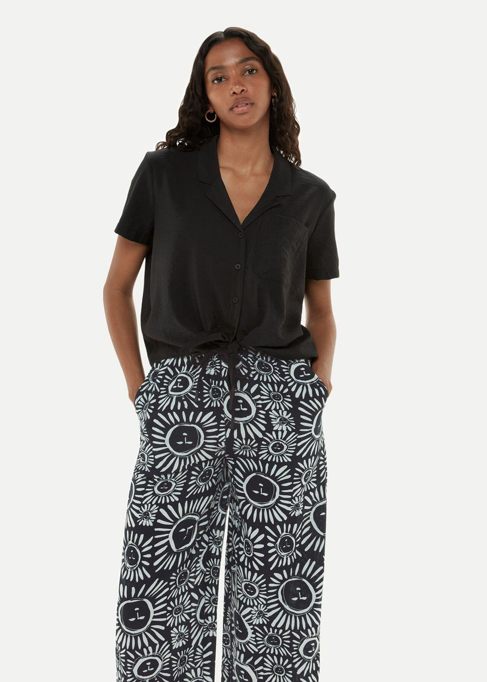 Whistles Sunman Print Pants Black White | US-49726VKXU