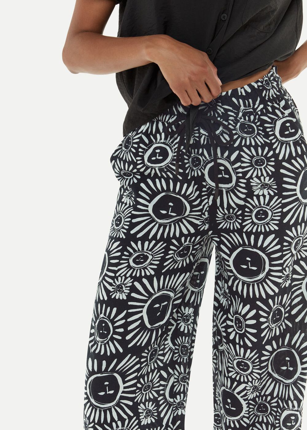 Whistles Sunman Print Pants Black White | US-49726VKXU