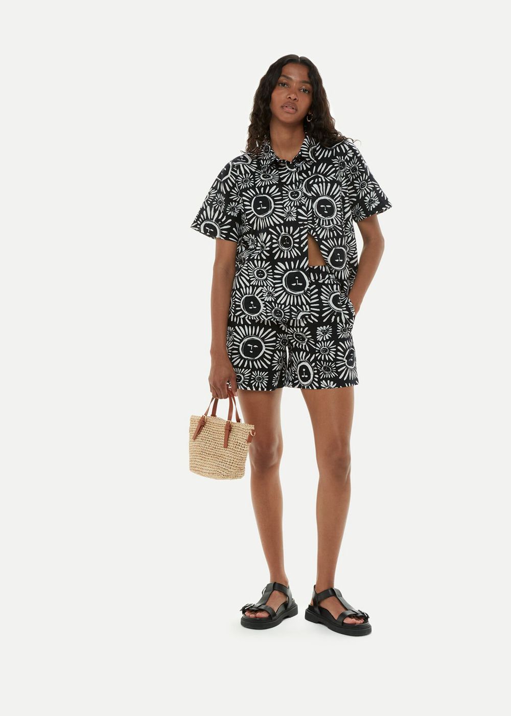 Whistles Sunman Print Shorts Black White | US-43652JAEP