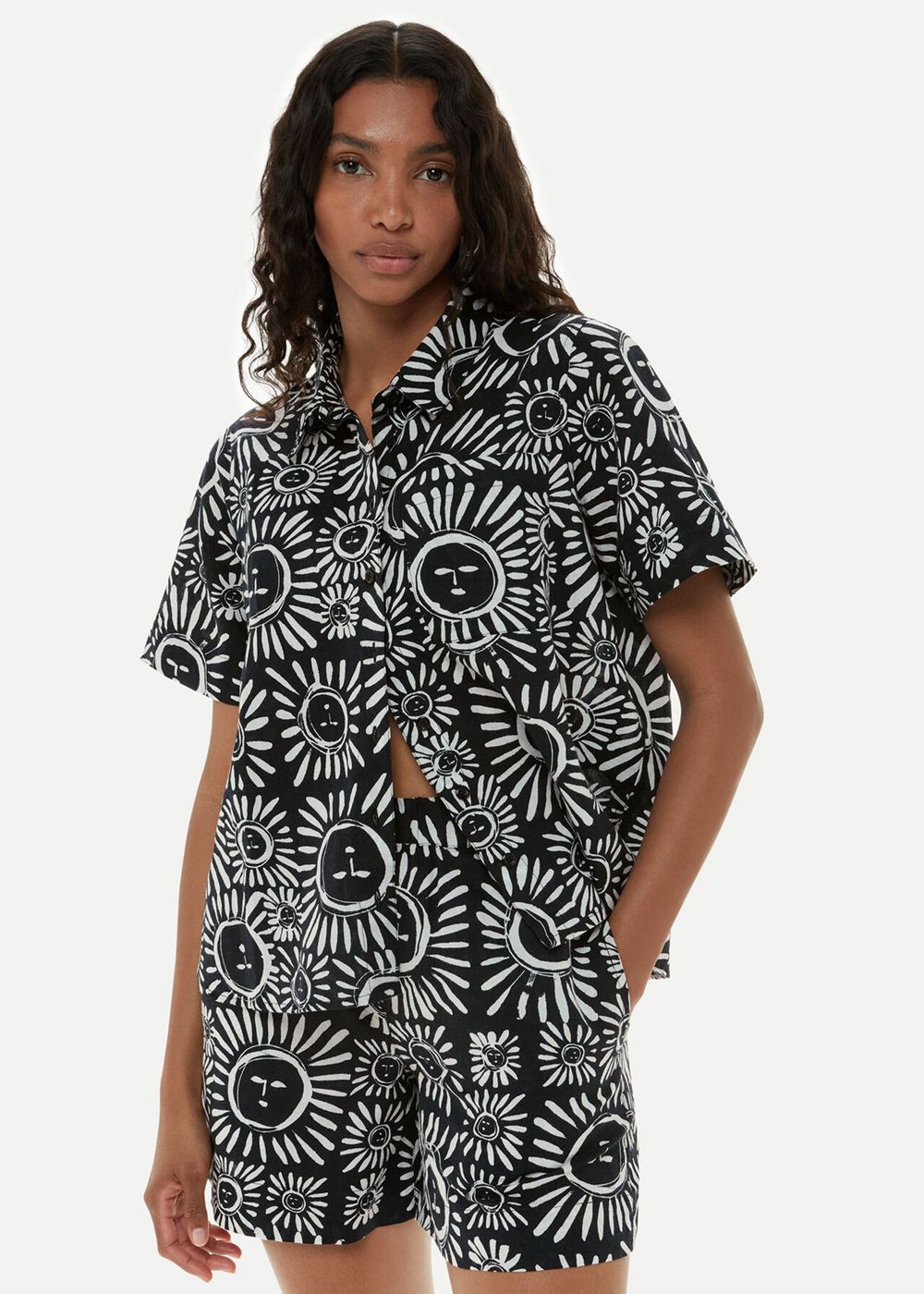 Whistles Sunman Print Shorts Black White | US-43652JAEP