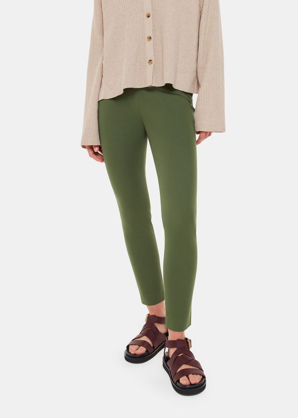 Whistles Super Stretch Pants Khaki | US-89146LXBK