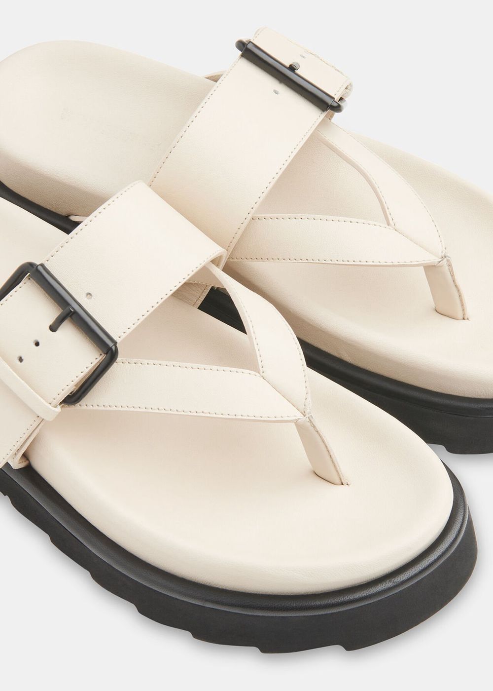 Whistles Sutton Toe Post Buckle Sandals White | US-94705CGLM