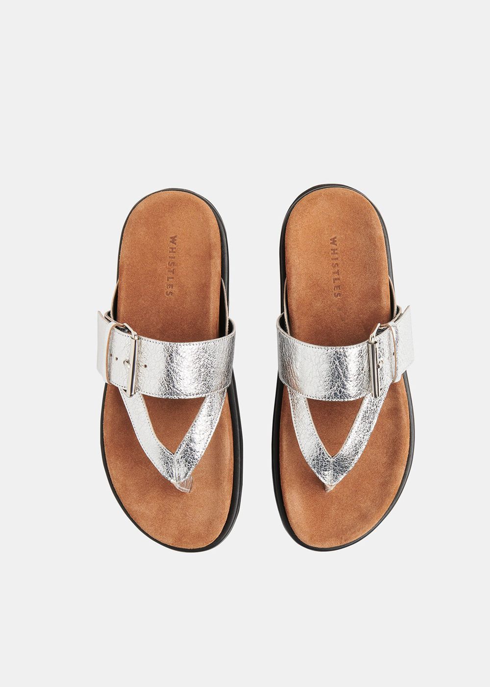 Whistles Sutton Toe Post Buckle Sandals Silver | US-38175EAXR