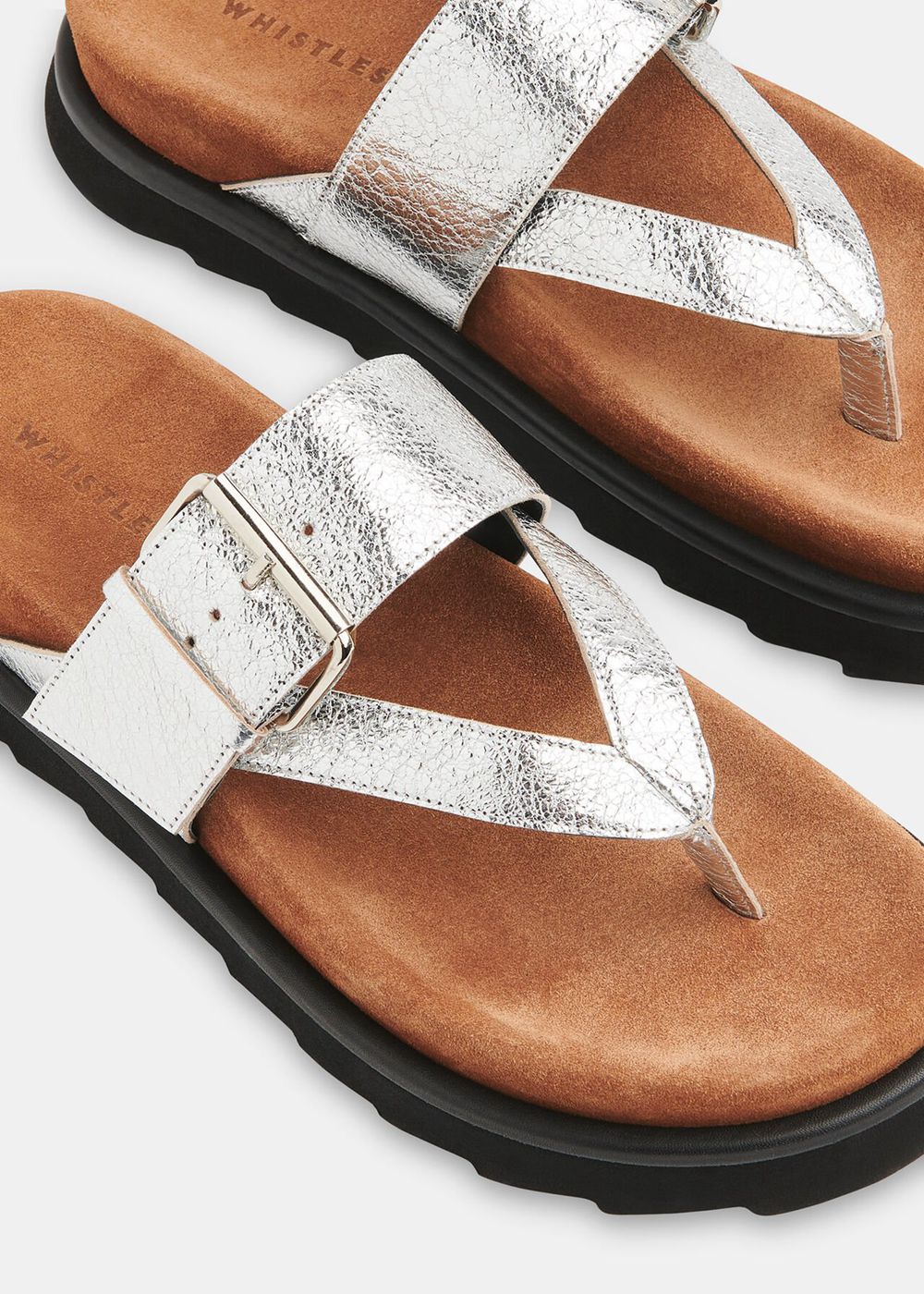 Whistles Sutton Toe Post Buckle Sandals Silver | US-38175EAXR