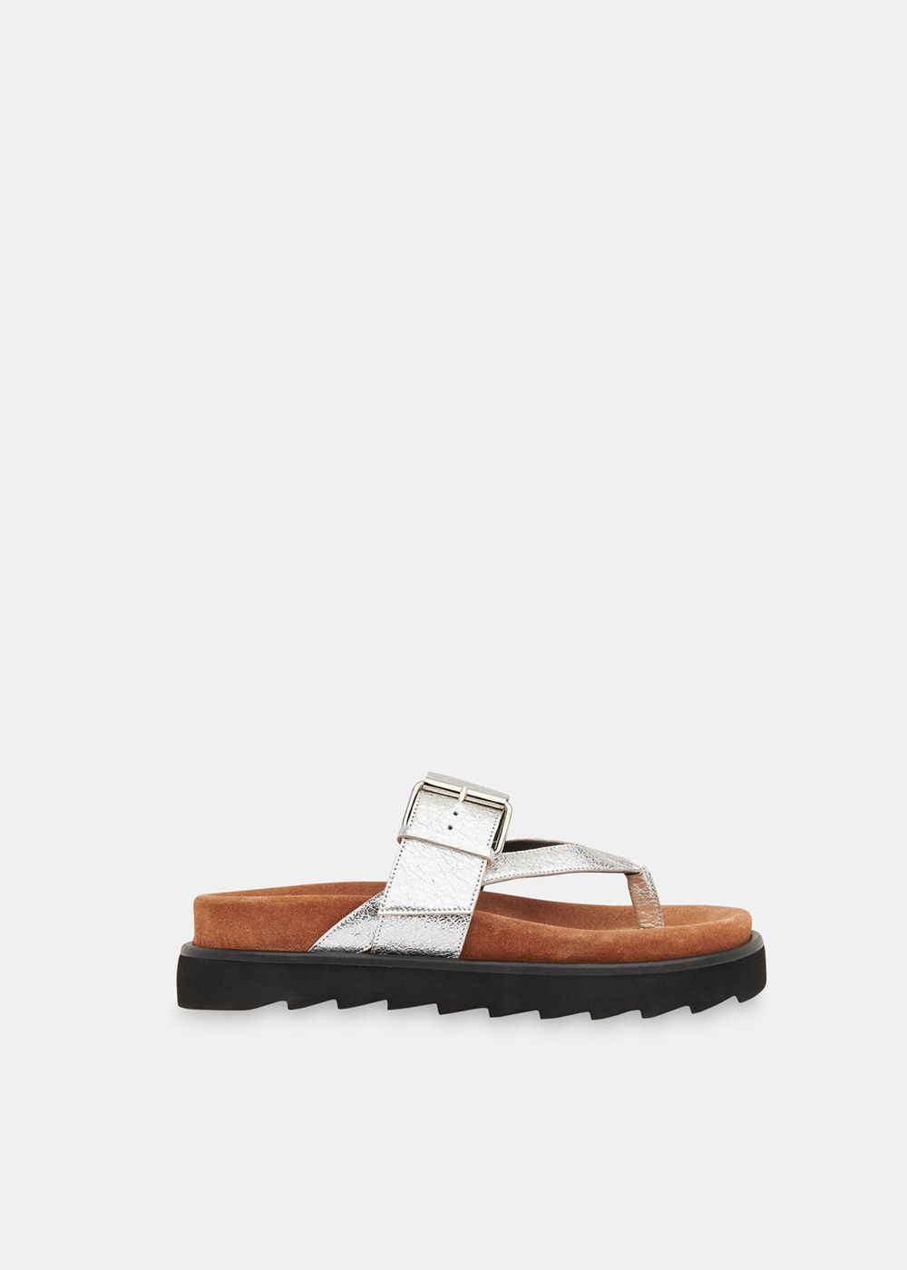 Whistles Sutton Toe Post Buckle Sandals Silver | US-38175EAXR