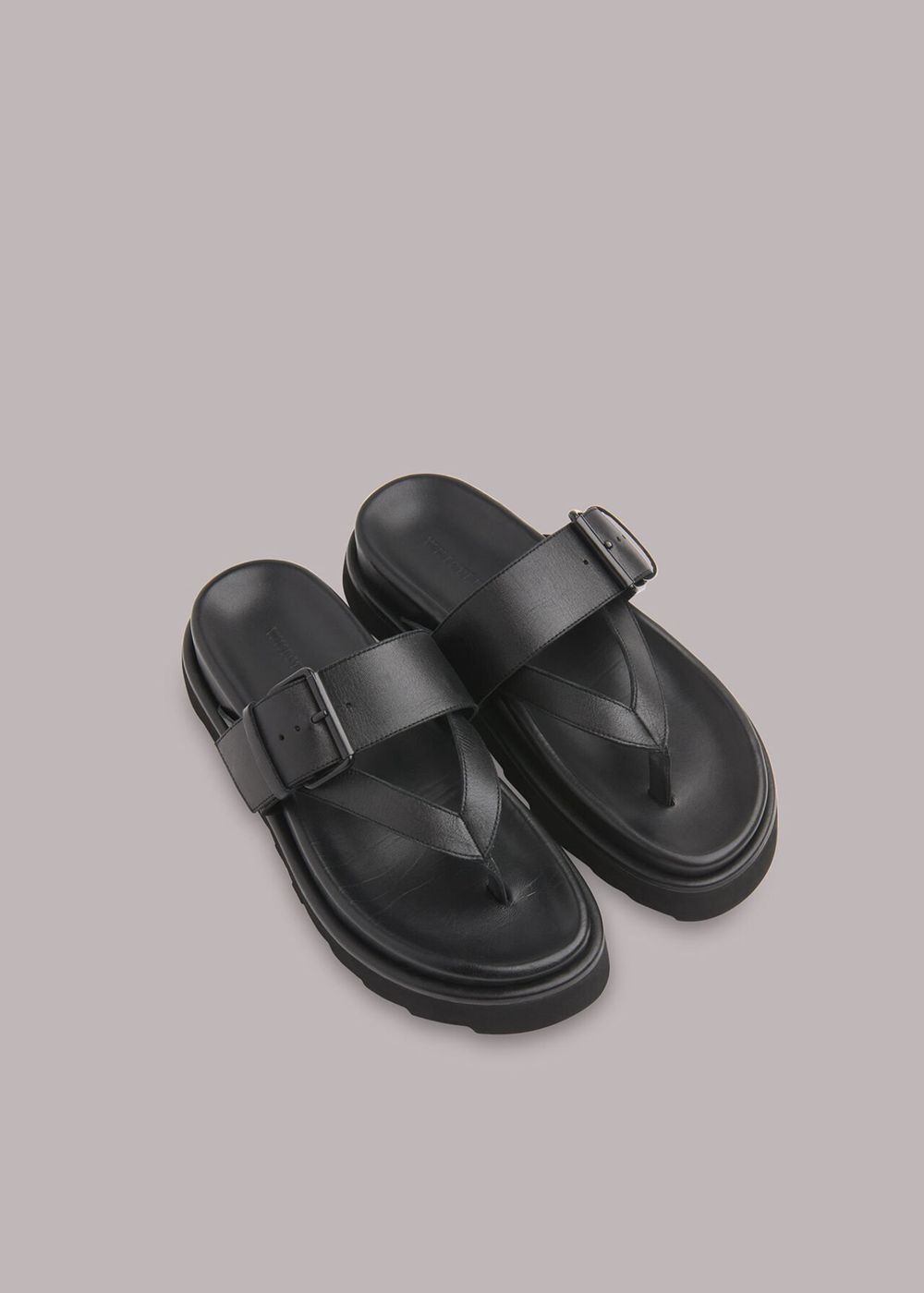 Whistles Sutton Toe Post Buckle Sandals Black | US-30216JCGL