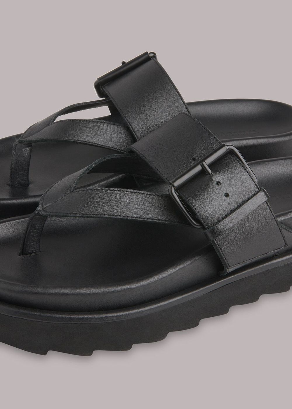 Whistles Sutton Toe Post Buckle Sandals Black | US-30216JCGL