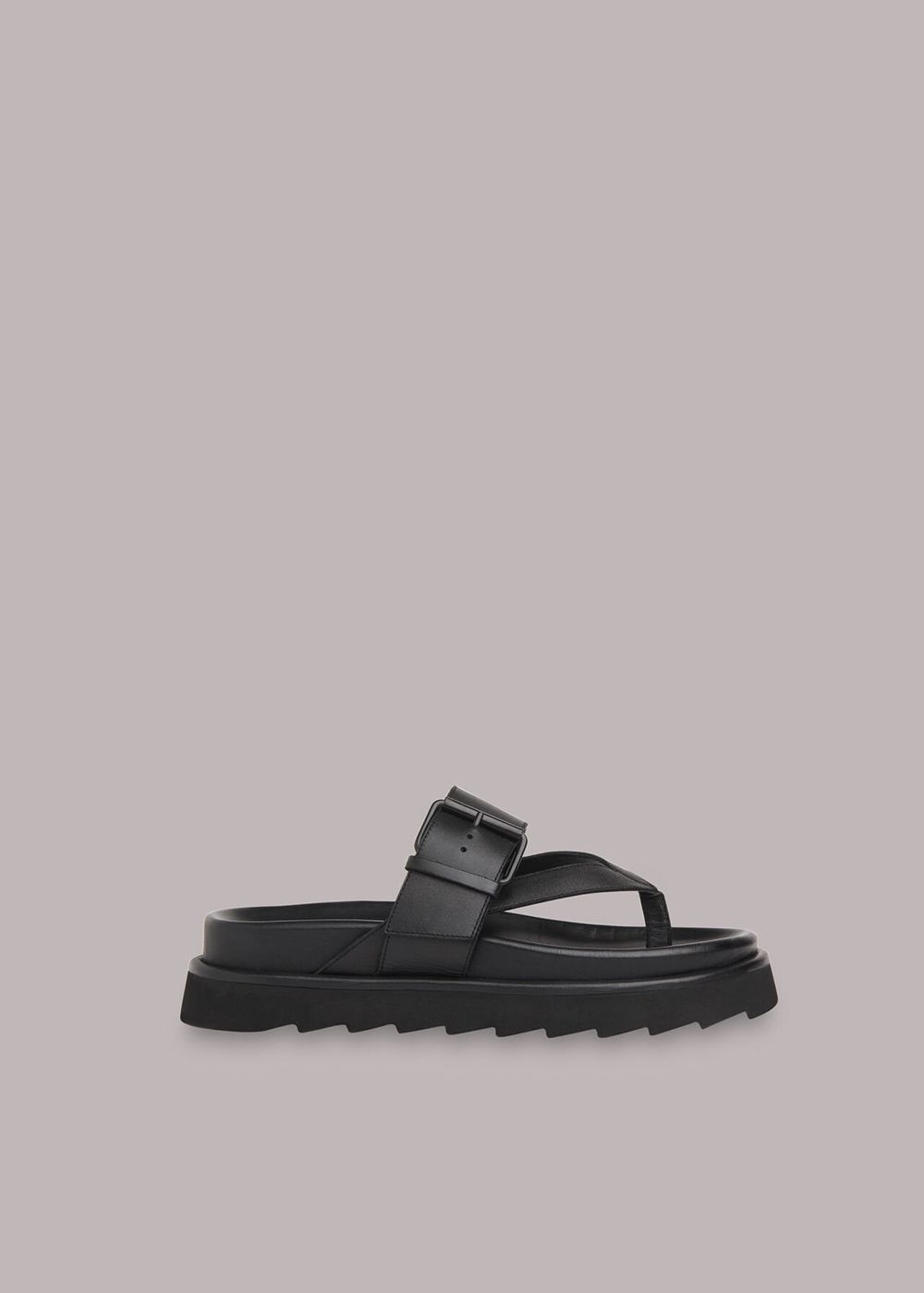 Whistles Sutton Toe Post Buckle Sandals Black | US-30216JCGL