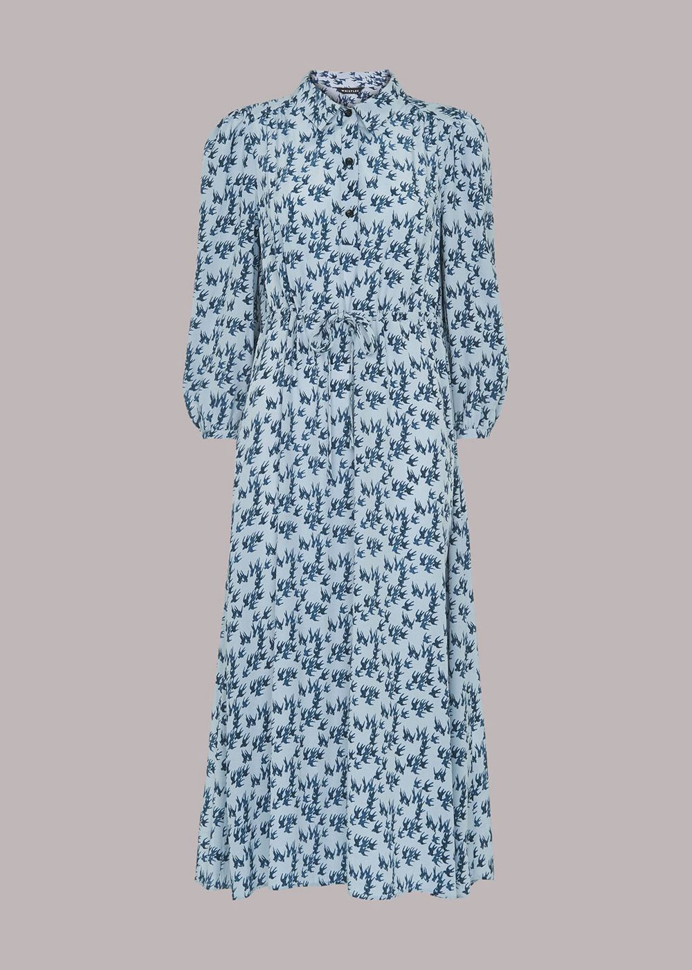 Whistles Swallows Print Midi Dress Blue / Multicolor | US-49857DPFB