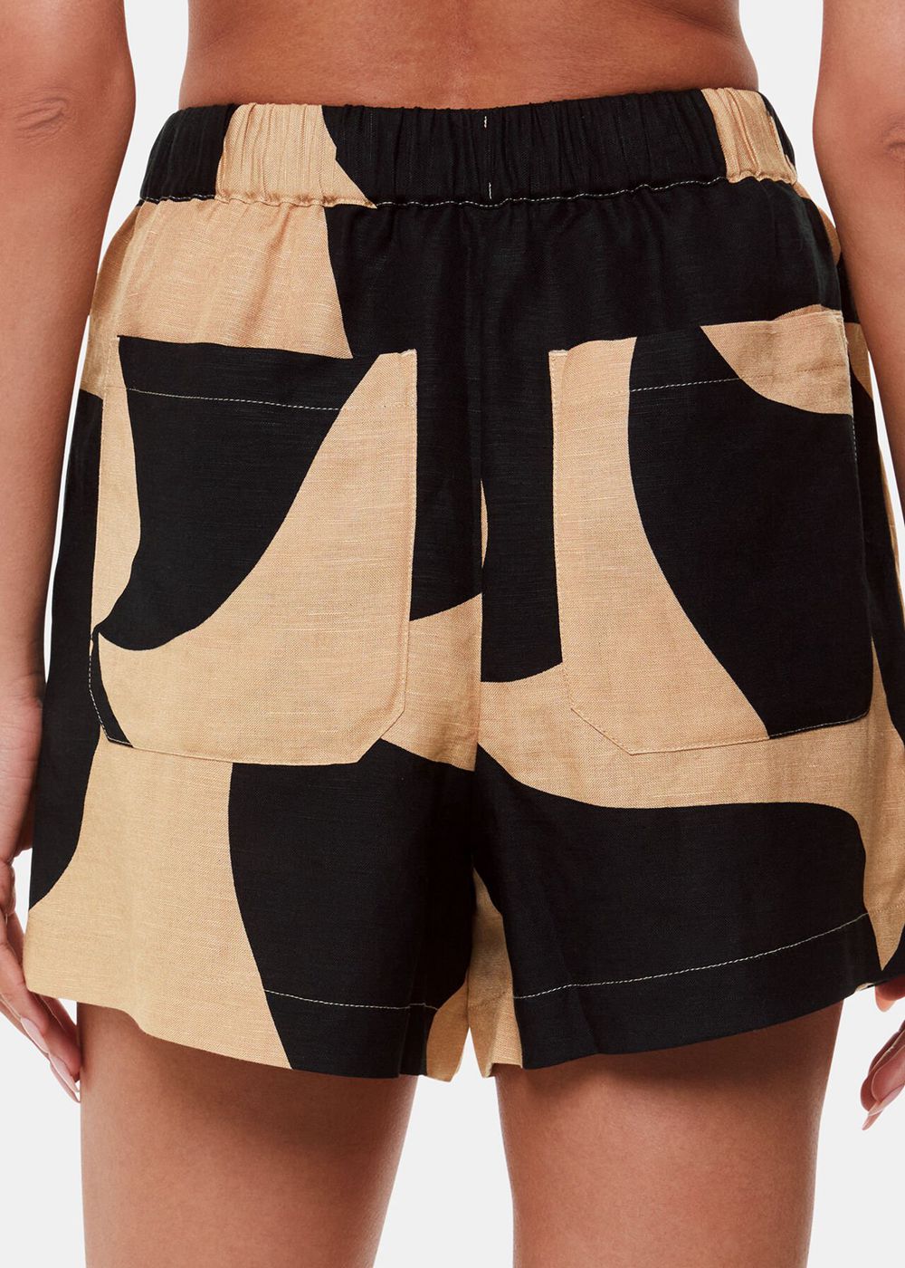 Whistles Swirl Linen Blend Shorts Black / Multicolor | US-42961GPHI