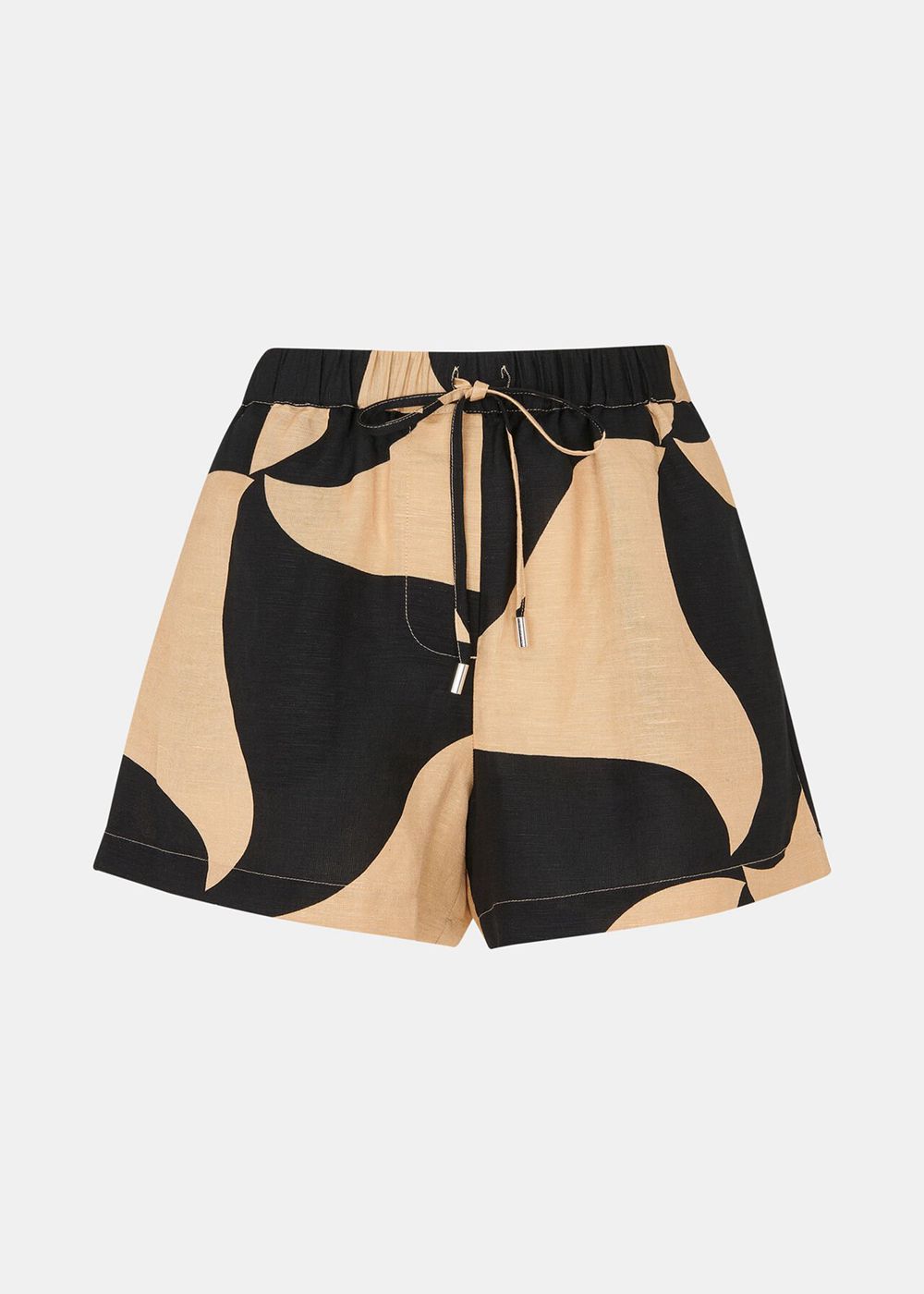 Whistles Swirl Linen Blend Shorts Black / Multicolor | US-42961GPHI