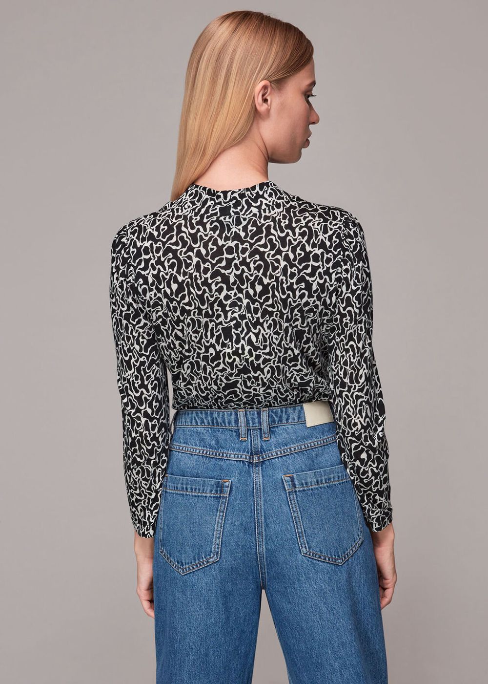 Whistles Swirl Print High Neck Top Black / White | US-92143OGFS