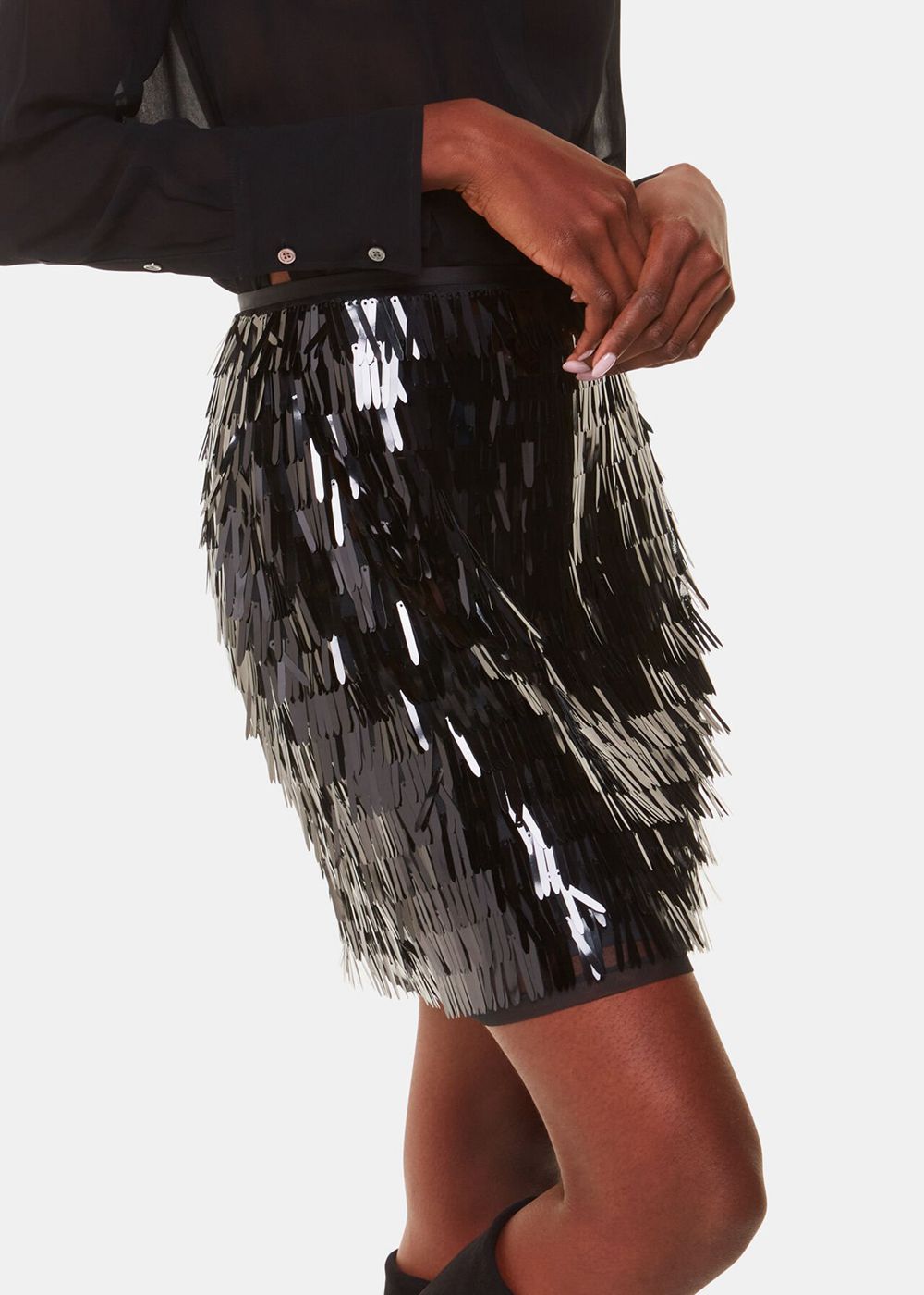 Whistles Sword Sequin Mini Skirts Black | US-64178AZJI