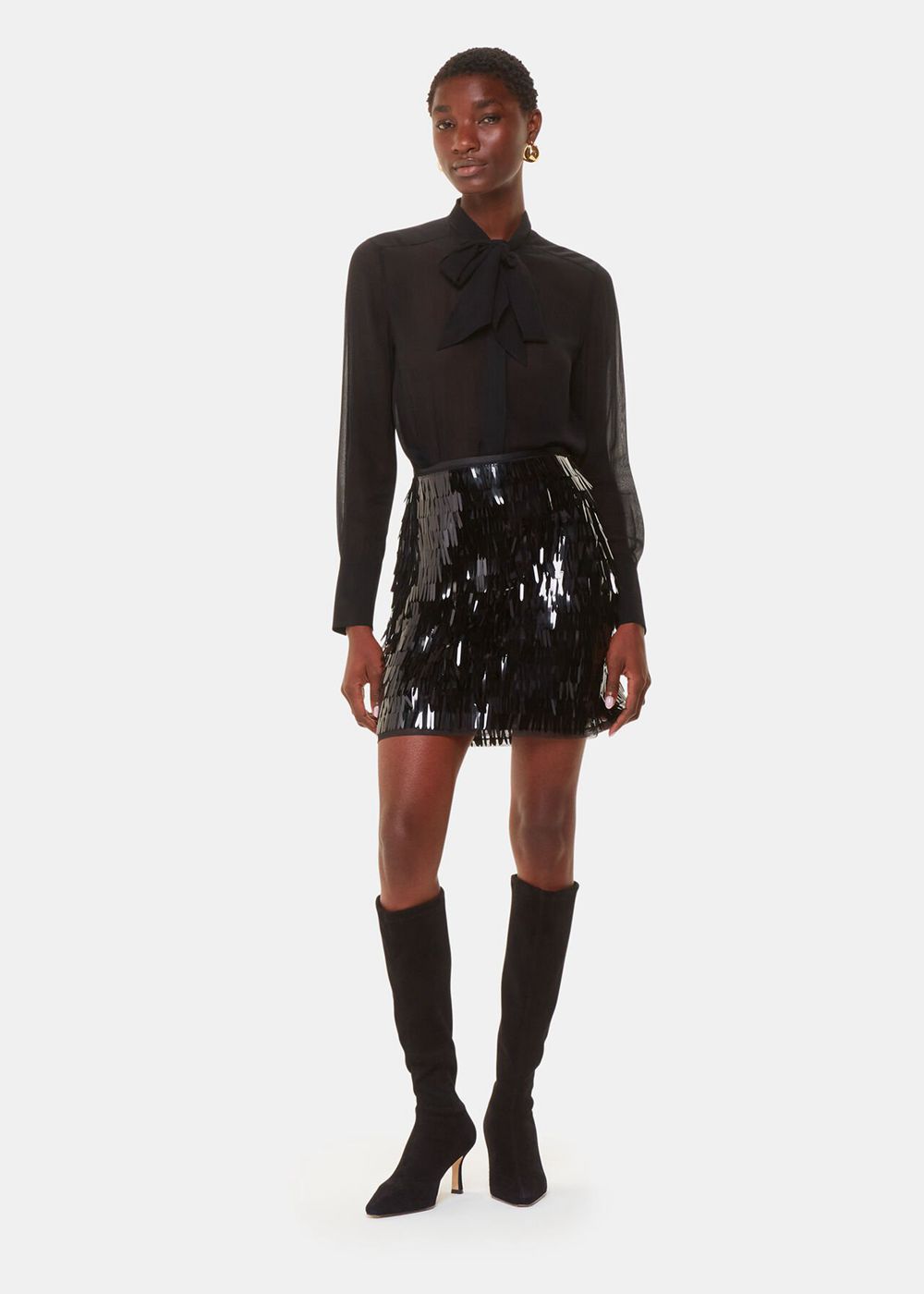 Whistles Sword Sequin Mini Skirts Black | US-64178AZJI