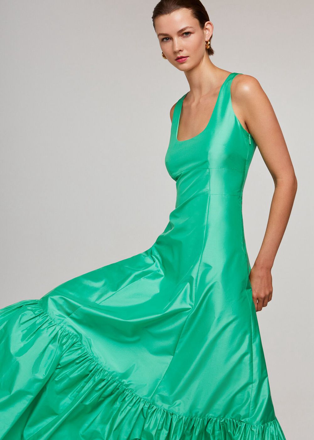 Whistles Taffeta Silk Blend Maxi Dress Green | US-94235VMWS