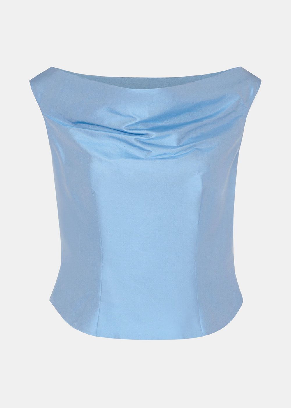 Whistles Taffeta Silk Off Shoulder Top Blue | US-12684VMTW