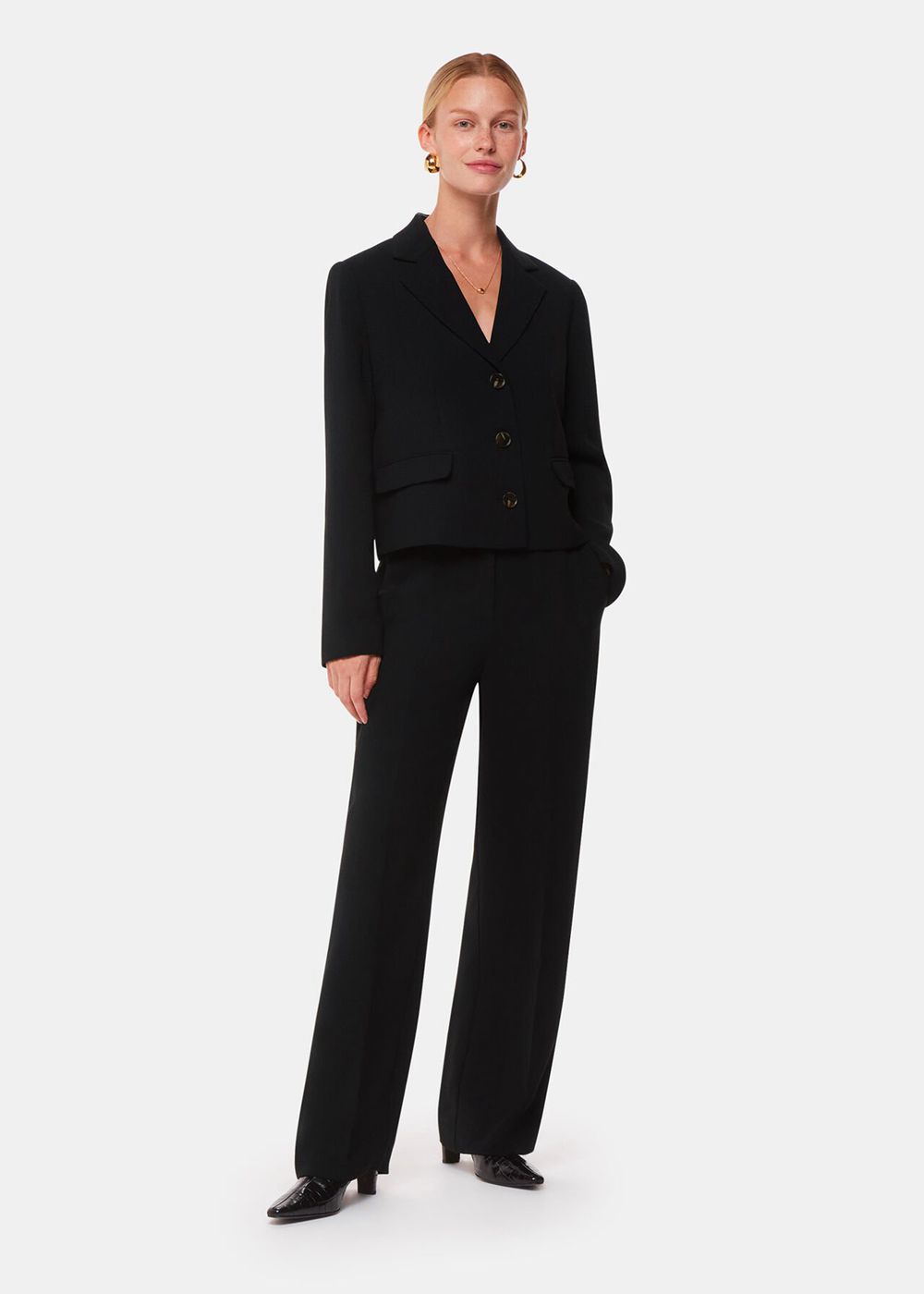 Whistles Tailored Short Crepe Blazer Black | US-04632QOAU