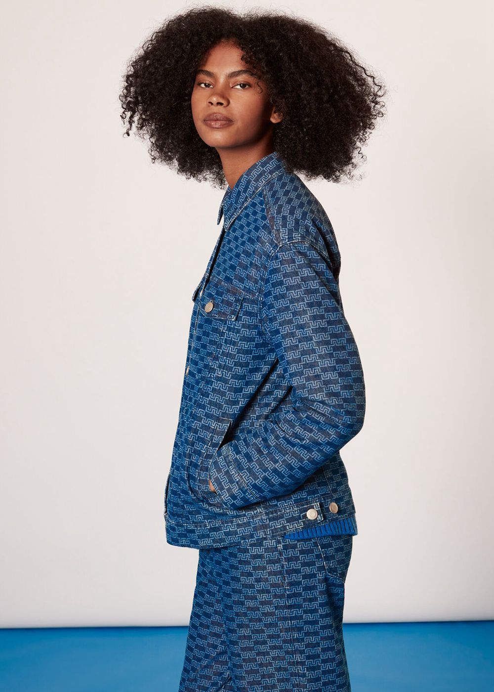 Whistles Tangle Check Denim Jacket Blue | US-71608ZRSY