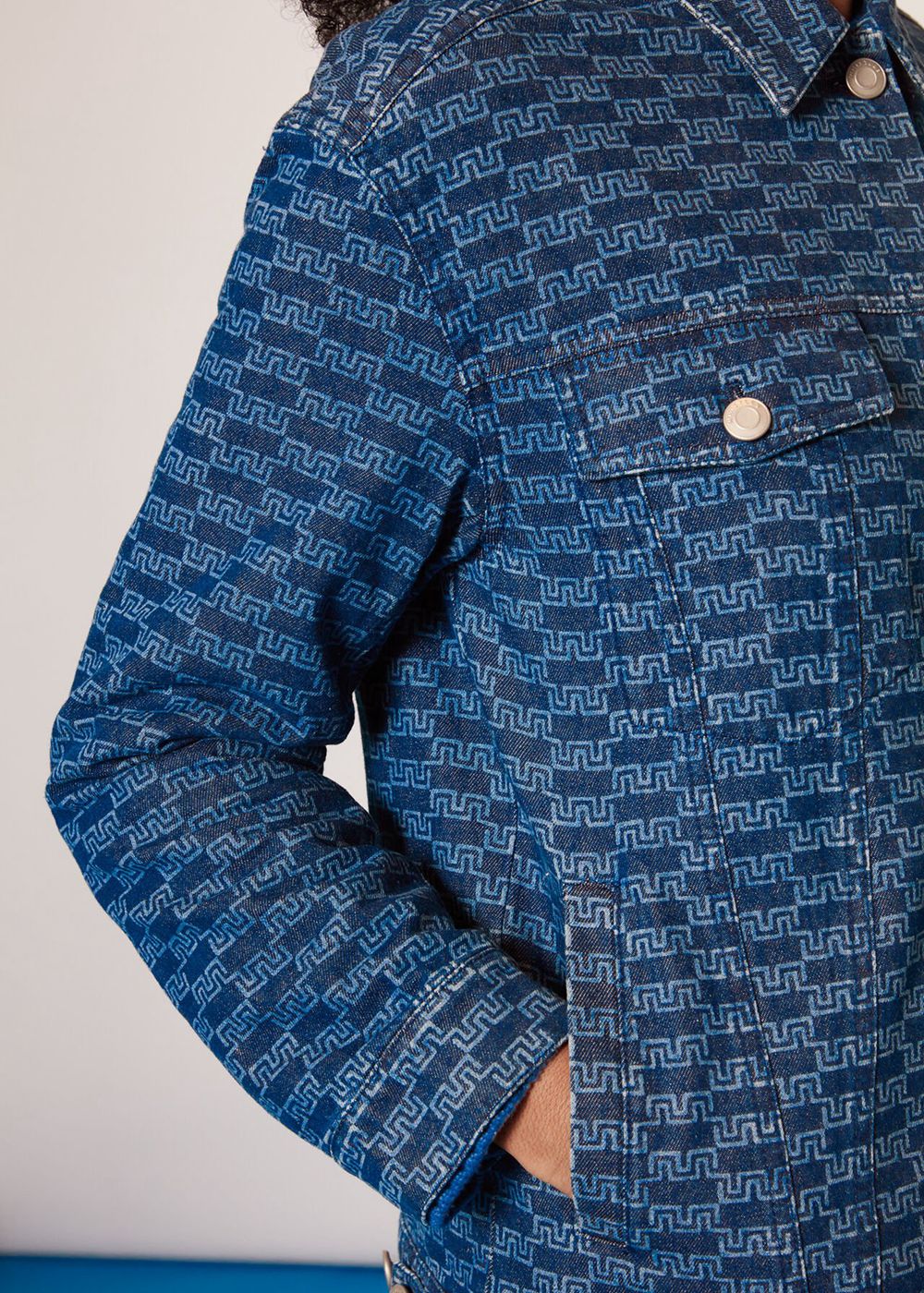 Whistles Tangle Check Denim Jacket Blue | US-71608ZRSY