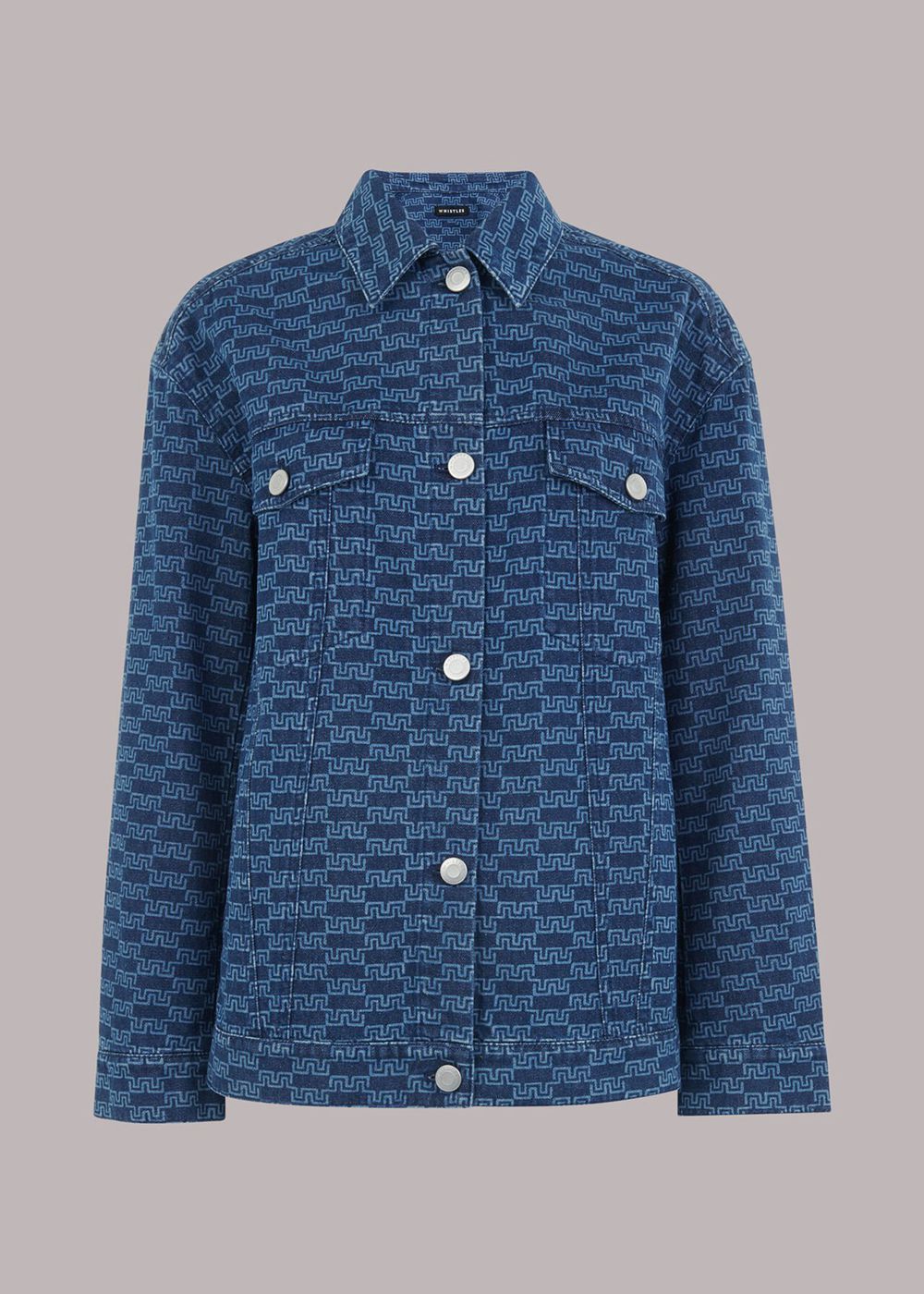 Whistles Tangle Check Denim Jacket Blue | US-71608ZRSY