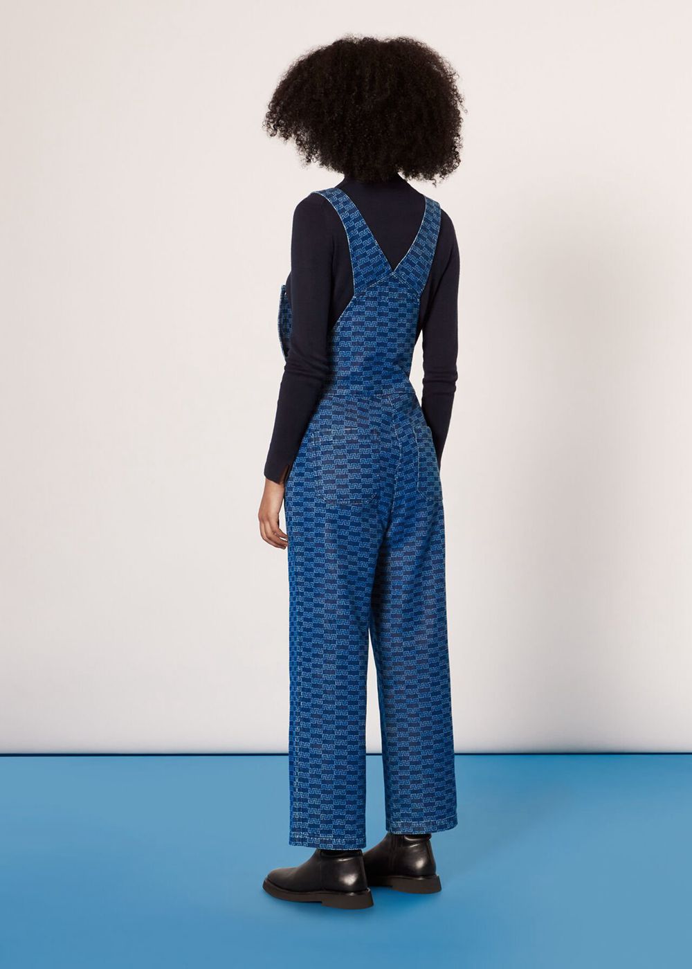 Whistles Tangle Check Denim Jumpsuit Blue | US-25103MSLC