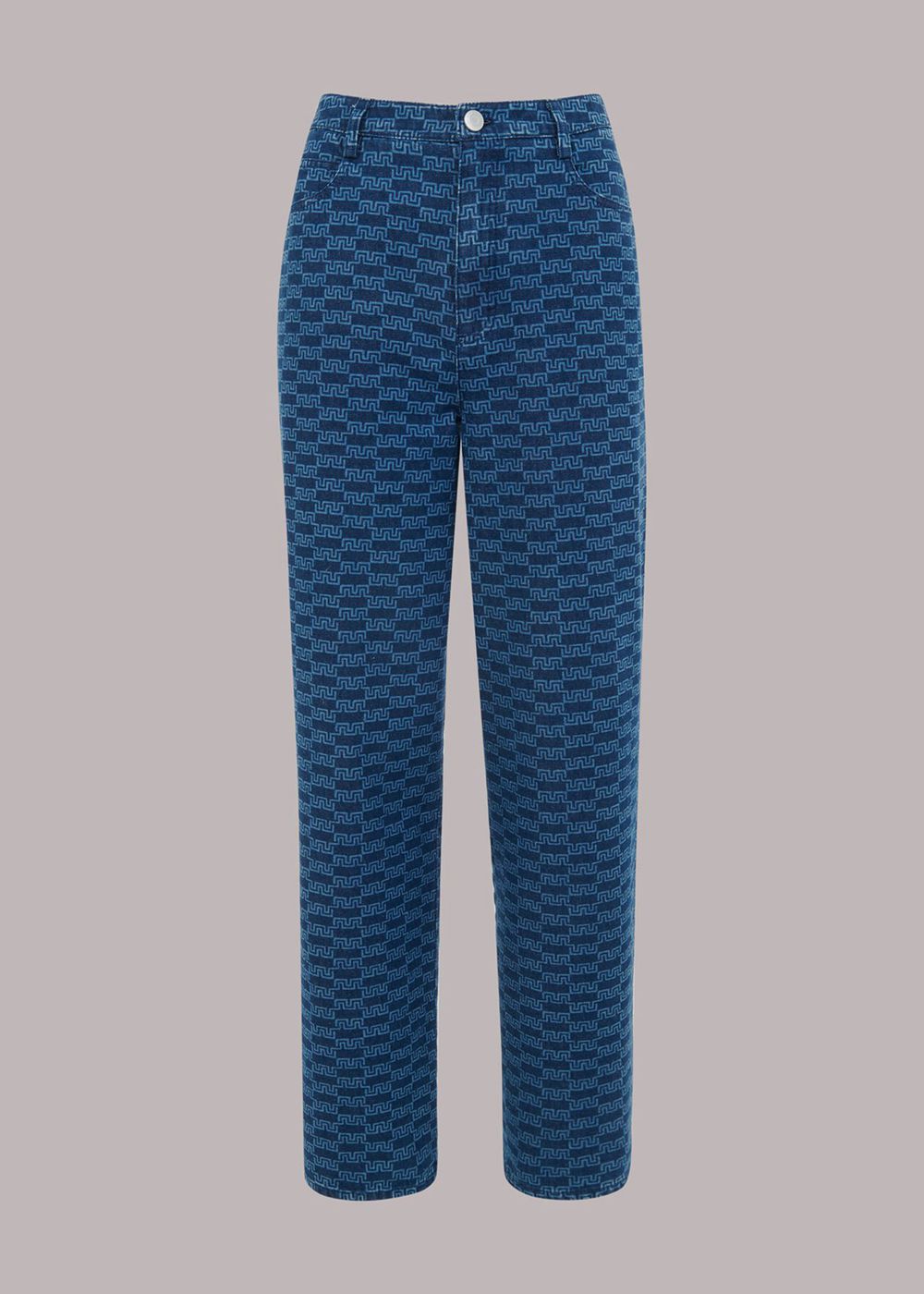 Whistles Tangle Check Denim Pants Blue | US-41329SEDH