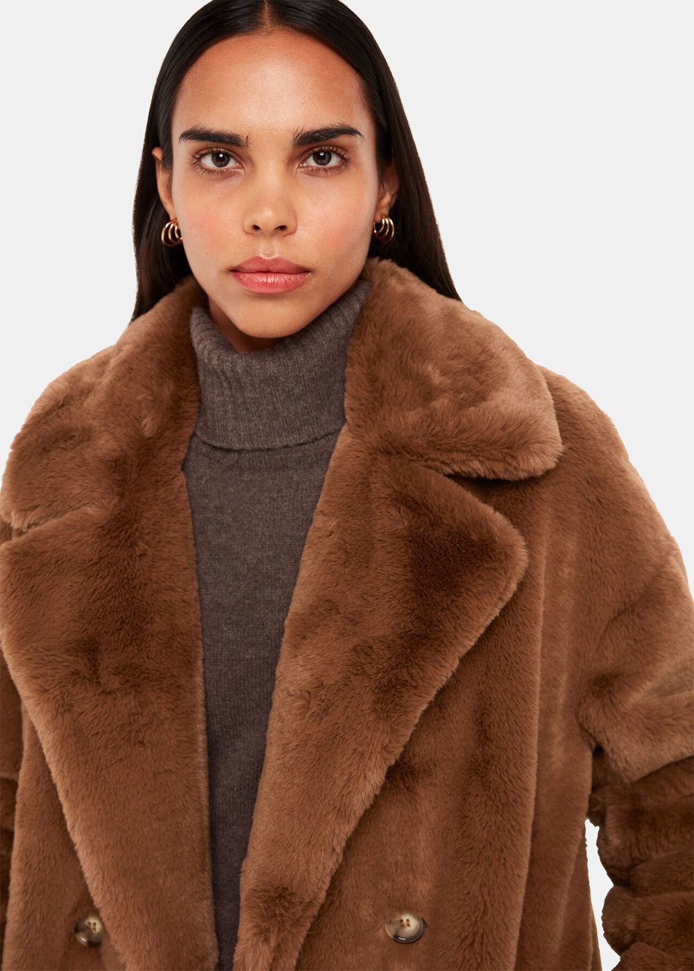 Whistles Teddy Faux Fur Coat Brown | US-01857JZBR