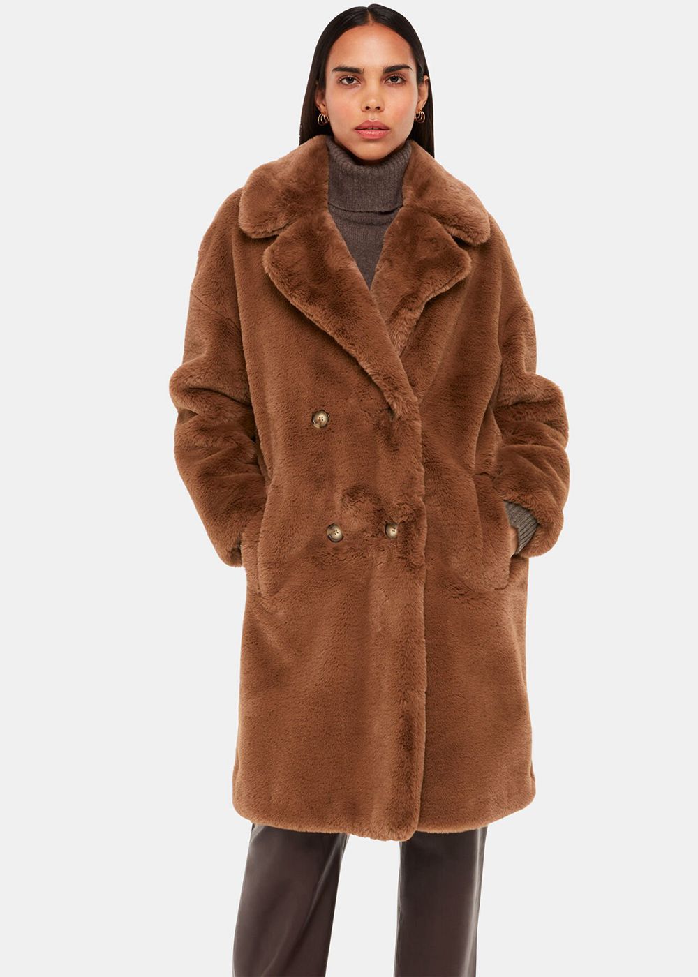 Whistles Teddy Faux Fur Coat Brown | US-01857JZBR