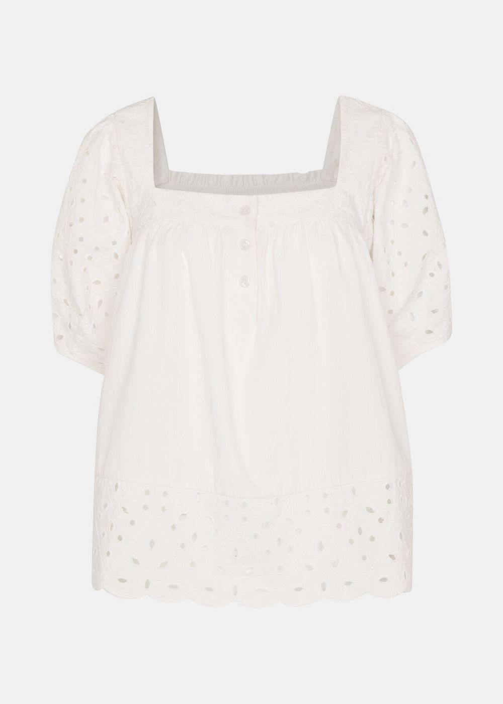 Whistles Tera Broderie Blouse White | US-07324RVAX